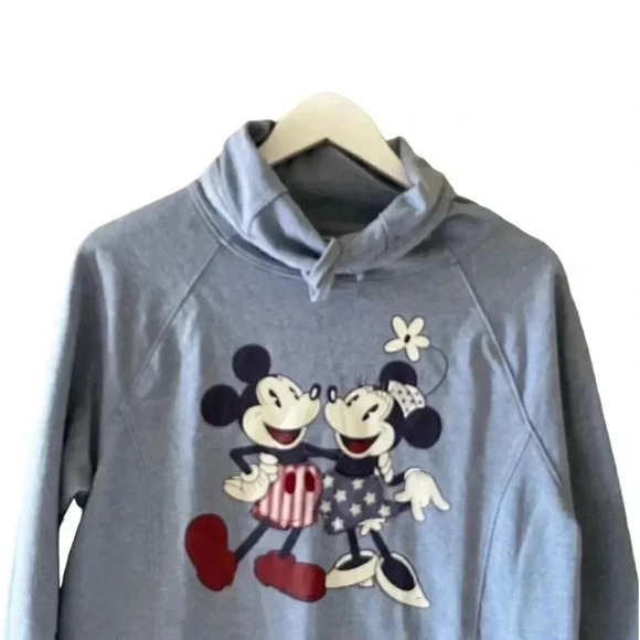 Disney Women's Blue Cowl Neck Mickey Long Sleeves Sweatshirt SZ M - Picture 3 of 10